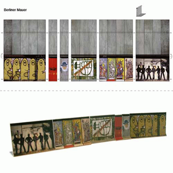 Bastelpostkarte Berliner Mauer Modell