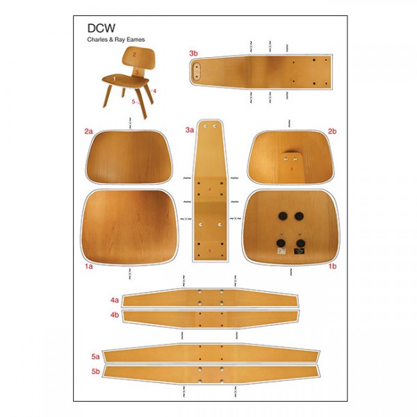 DCW Eames Bastelpostkarte Vitra Dining Chair Wood